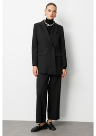 Resim Mizalle Oversize Siyah Kruvaze Blazer Ceket Siyah 