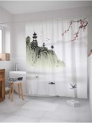 Resim Mahi Store Japonya Dağları Desenli Duş Perdesi / Banyo Perdesi Su Geçirmez 175 Cm X 175 Cm 