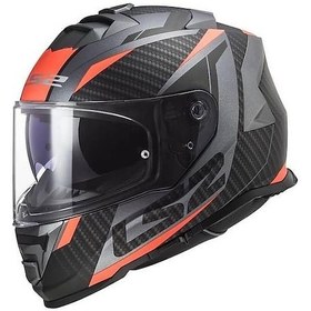 Resim Ls2 Storm 2 Racer Kapalı Motosiklet Kaskı Mat Titanium - Neon Turuncu - Siyah - Kırmızı 
