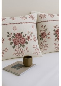 Resim Rosina Mor Desenli 2 Li Yastık Kılıfı Pamuklu Kumaş Fermuarlı Mor 