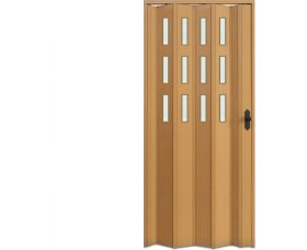 Resim Faran Dekorasyon 87 x 230 Meşe Renk Camlı Pvc Akordiyon Katlanır Kapı - Frnakmodel-134 