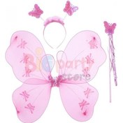 Resim Kelebek Kanat Seti Fuşya Pembe Kanat-taç-asa Kız Çocuğu Kostümü 