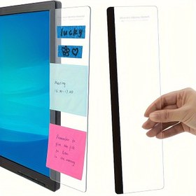 Resim 1 Adet Akrilik Monitör Not Panosu - Bilgisayar Ekranı İçin Çift Taraflı Yapışkan Not Klipsi, Erkekler & Kadınlar İçin Ofis Masa Aksesuarı, Ev & Ofis Dekorasyonu, Notlar & Hatırlatmalar İçin Şeffaf Mesaj Paneli, Memo Ekranı | Şık Modern Tasarım | Dayanıklı Akrilik Malzeme 