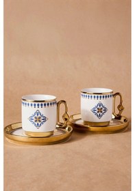 Resim Perotti Cihangir 2 Kişilik 4 Parça Kahve Fincan Takımı 40038 Beyaz - Altın 
