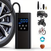 Resim Taşınabilir Hava Kompresörü Lastik Şişirici, 150PSI Kablosuz Araba Lastiği Pompası, Lastik Basıncı Ölçer ile Donatılmış, LED Işıklı, Daha Hızlı Tek Düğme Akıllı Kablosuz Lastik Pompası, Arabalar, Motosikletler, Bisikletler ve Spor Topları için Uygun 