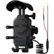 Resim Samdoo "15w Kablosuz Şarjlı Motosiklet Telefon Tutucu - Yağmur Ve Güneşe Dayanıklı, 360 Dönebilir" Siyah 