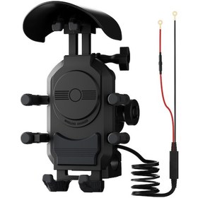 Resim Samdoo "15w Kablosuz Şarjlı Motosiklet Telefon Tutucu - Yağmur Ve Güneşe Dayanıklı, 360 Dönebilir" Siyah 