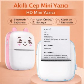 Resim TeknolojiSA Mini Bluetooth Termal Yazıcı Çocuk Fotoğraf ve Not Yazıcı Taşınabilir Cep Yazıcısı 