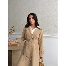 Resim Comstar Kadın Klasik Cepli Kuşaklı Trend Midi Taba Trençkot 