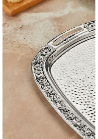 Resim Cooker 2'li Metal Oval Gümüş Sunum Tepsisi 43x30 Cm Ve 36x26 Cm Ckr3566 Diğer 