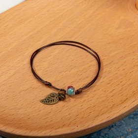 Resim 1 adet El Yapımı Seramik Boncuklu Halhal, Zil & Yaprak Süslemeli - Boho-Şık Tarz, Ayarlanabilir Kahverengi Kordon, Günlük Kullanım veya Partiler İçin Mükemmel, Erkekler ve Kadınlar İçin Eşsiz Hediye, Sevimli Ayarlanabilir Halhal 