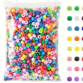 Resim 600/1200/1800 Adet Karışık Renkli Pony Boncuk Seti 6x9mm, Takı Yapımı ve El Sanatları için, Bilezikler, Kolyeler, Anahtarlıklar, Dekoratif Aksesuarlar 