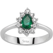 Resim Sirius Pırlanta Pırlanta Ve Damla Kesim Zümrüt Taşlı Anturaj Yüzük 