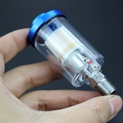 Resim 1 adet Yağ Su Ayırıcı Püskürtme Tabancası Hava Yağ Su Ayırıcı Filtre Kiti, Şeffaf Filtre Kupası ile 1/4 İnç Dişli Püskürtme Tabancası Hava Kompresörü Aksesuarları Yağ Su Ayırıcı Tabanca 