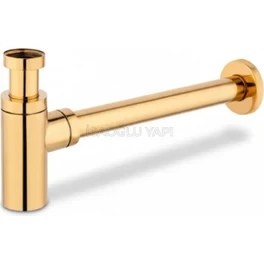 Resim İsaoğlu Yapı Gold Lavabo Sifonu Metal Ürün Bas Bırak Pop Up Dahil Komple Set Esli Tezgah Altı Sifon Gold Renk 