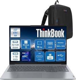 Resim Lenovo Thinkbook 16 G7 Iml Intel Ultra 7 155H 32GB Ddr5 1tb SSD Intel® Aı Boost 16" Wuxga 300NITS IPS Windows 11 Pro Taşınabilir Bilgisayar 21MS008RTRP13 + Zetta Çanta 