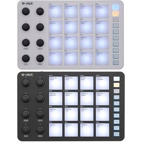 Resim FF Bonfires MIDI Kontrol Cihazı, Taşınabilir USB Programlanabilir Pad, 16 MPC Davul Pedleri, 8 Atanabilir Knob, Şarj Edilebilir 2000mAh Batarya, ABS, Çift Güç Modu ile, Kablosuz ve USB Güçlü Kullanım için 