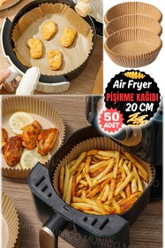 Resim Gaggani 50'li Yapışmaz Hava Fritöz Gömlekleri Pişirme & Kavurma & Yağ Çekici Airfrey Yuvarlak Pişirme Kağıdı 