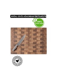 Resim End Grain Ceviz El Yapımı Ahşap Kesme Tahtası Sunum, Servis Ve Dekoratif Kullanım Ceviz 
