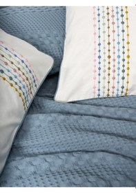 Resim Cotton Box Aura Çift Kişilik Pike Takımı Pebble Indigo Indigo 