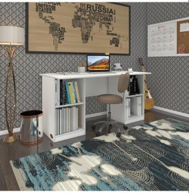Resim Kenzlife Ofis Masası Kuma Kengo Byz 75 160 80 Raflı Dolap Çiftli Eşkenar Bilgisayar Çalışma Masası 