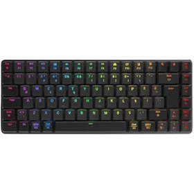 Resim Rampage W-GRANITE Siyah/Gri Low Profile BLUE SWITCH Q RGB 2,4 ghz+ BT Mekanik Gaming Oyuncu Klavye 