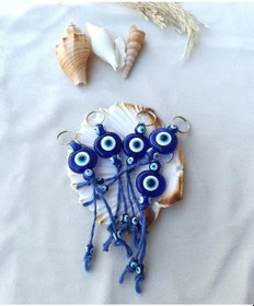 Resim Hdmarketim Nazar Boncuklu Hasır Anahtarlık 5 Adet 