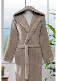 Resim Özdilek Woven Kapüşonlu Bornoz Bej 