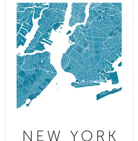 Resim New York Mavi̇ Hari̇ta - Art Print - 50x70 cm 
