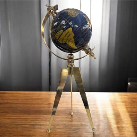 Resim Dekoratif Metal İthal Üç Ayaklı Dünya Küre Gold Siyah 