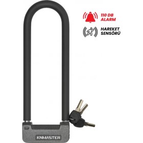 Resim Knmaster UL200A Alarm Fonksiyonlu U-Lock Bisiklet ve Motosiklet Kilidi 