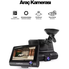 Resim 4.0 Tft Ekran 3 Lensli Araç Kamerası Geri & Gece Görüş 150 Geniş Açı Türkçe Menü 