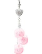 Resim Novahub Pembe Peluş Toplar Canlı Araba Asılı Kolye Köpüklü Yapay Elmas Tasarımı 28cm 