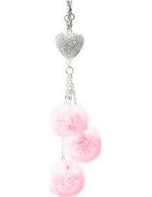 Resim Novahub Pembe Peluş Toplar Canlı Araba Asılı Kolye Köpüklü Yapay Elmas Tasarımı 28cm 