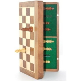 Resim 9046928915768drvs - Mıknatıs Taşlı Ahşap Katlanabilir Kutulu Satranç Oyunu 35 Cm 