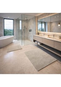 Resim Queen Yüksek Emici Kaymaz Tabanlı 2'li Banyo Paspası Seti Bej 