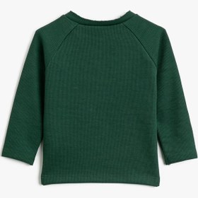 Resim Erkek Bebek Düğmeli Bisiklet Yaka Uzun Kollu Triko Kazak 