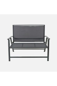 Resim KÜSKÜ Katlanır Bahçe Bankı Alüminyum Antrasit Balkon Teras Bahçe Oturma Bankı 119x67 cm 