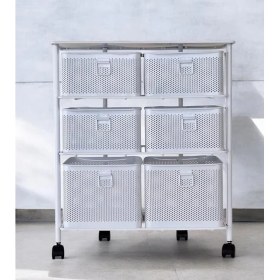 Resim Lidyahan Store Home 3 Katlı Bölmeli Paslanmaz Metal Sebzelik (Beyaz) 