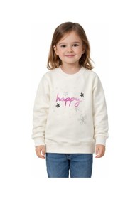 Resim Kız Çocuk Happy Sweatshirt Bgl-st05270 Ekru 