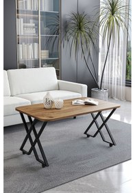 Resim Milano Tekerlekli Orta Sehpa Siyah Metal - Atlantik Çam Tabla 