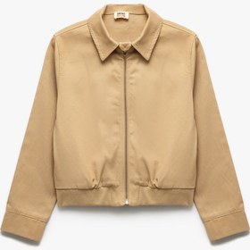 Resim Koton Uzun Kollu Gömlek Yaka Pamuklu Fermuarlı Gabardin Mevsimlik Ceket Bej 5skg20034aw Ekru 