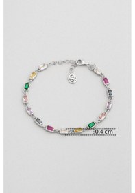 Resim Renkli Aura 18 Ayar Beyaz Altın Kaplama 19 Cm Gümüş Bileklik Beyaz 