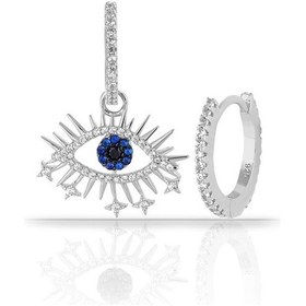 Resim Rachon 925 Ayar Gümüş Göz Nazar Küpe 