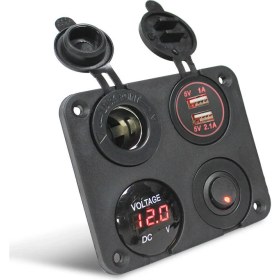 Resim Revex 12V 2 Şarj Soketi+Çakmaklık+Voltaj Göstergesi+On-Off Düğmeli Kontrol Paneli 