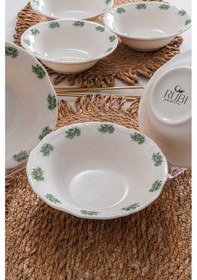 Resim Vintage Flowers Green 15 Cm 6 Lı Porselen Çorba Kasesi Seti Yeşil 