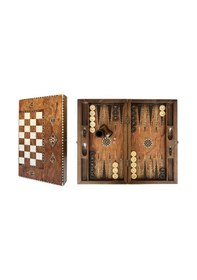 Resim Helena Wood Art King El Yapımı Ahşap Tavla Seti Geniş 