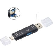 Resim Alfais 5068 Otg 3in1 Type-c Ve Micro Usb Tf Çevirici Dönüştürücü Kart Okuyucu 