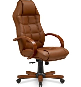 Resim MEHMET YAREN BURO Royal Konfor 2 Bilgisayar - Ofis - Müdür - Büro - Makam Çalışma Koltuğu Taba Renk Ahşap Ayaklı 