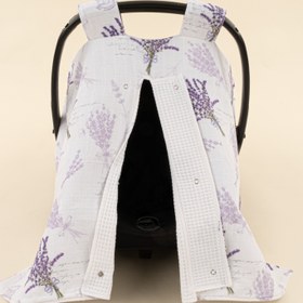 Resim Puset Örtüsü - Çift Taraflı - Beyaz Petek - Lavanta 